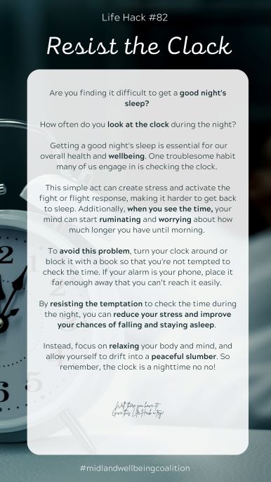 Life Hack #82: Resist the Clock from the Midland Area Wellbeing Coalition in Midland, MI.